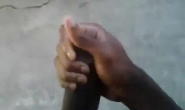 Huge Black Cock Masturbating and Cumming Outdoors