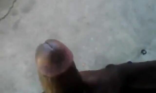 Huge Black Cock Masturbating and Cumming Outdoors