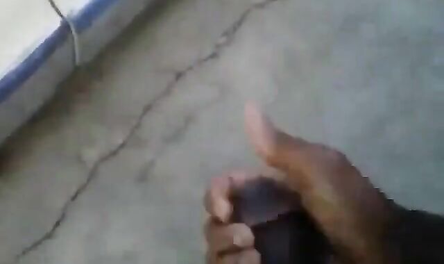 Huge Black Cock Masturbating and Cumming Outdoors