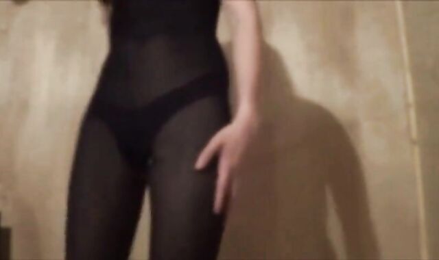 Black Bodystocking Twink Crossdresser Strips