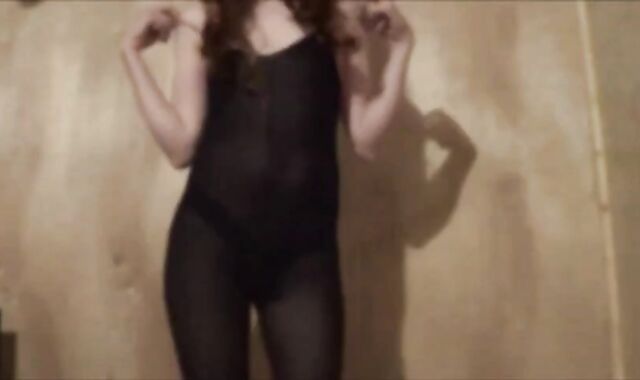 Black Bodystocking Twink Crossdresser Strips