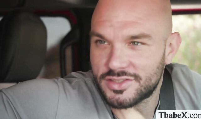 Asian TS Ember Fiera hitches a ride and gets naughty