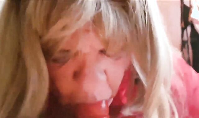 He covers my face and tits with his cum