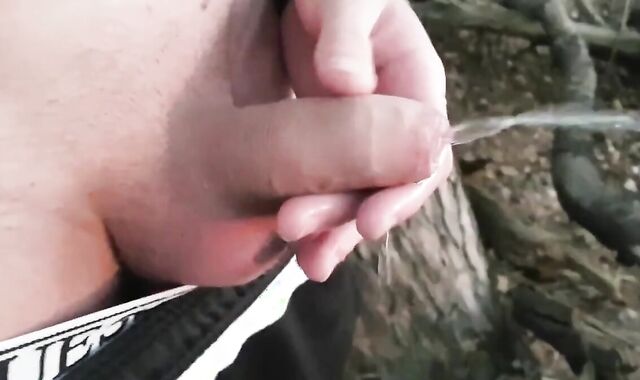 Pissing Outdoors with a Big-Cocked Hunk