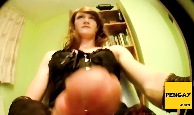 Crossdresser Cums in Corset