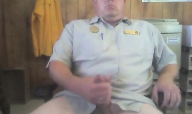 Hunk Security Guard Masturbates at Work and Cums Hard