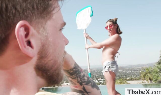 Fucking the tight ass of this Trans pool babe