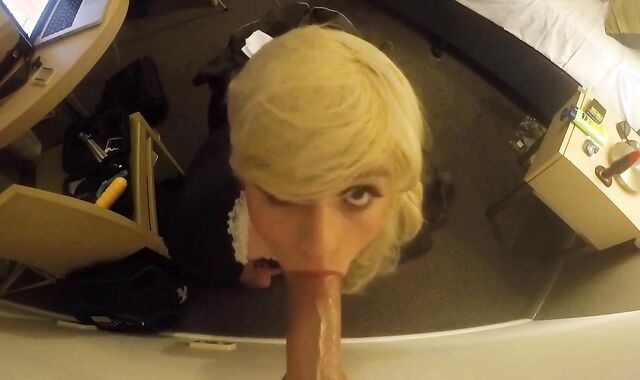 Thick CD Maid Pleases in Amateur Blowjob Video