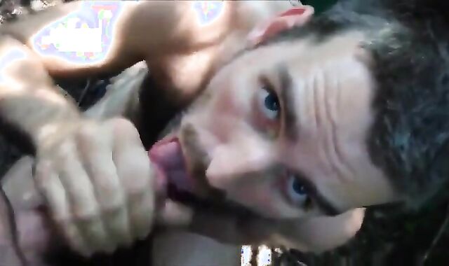 Big Cock Blowjob in the Woods with a Cum Facial