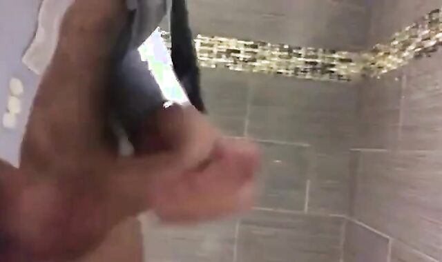 Big-Cock Daddy Strokes at Work