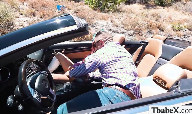 Stopping for a minute to fuck this hot TS hitchhiker