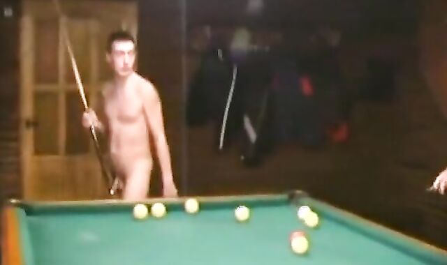 Nude Russian Soldiers Playing Pool