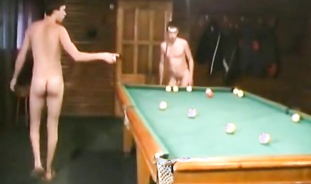 Nude Russian Soldiers Playing Pool