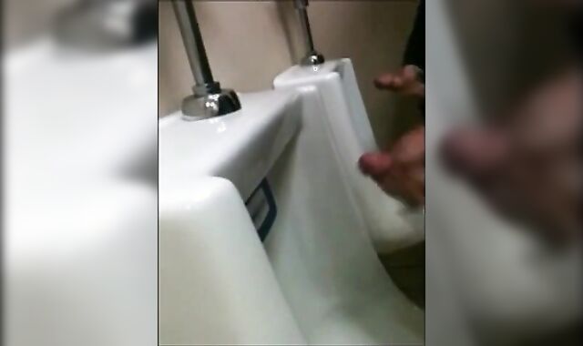 Outdoor Wank Session for Two Slim Dicks at the Urinals