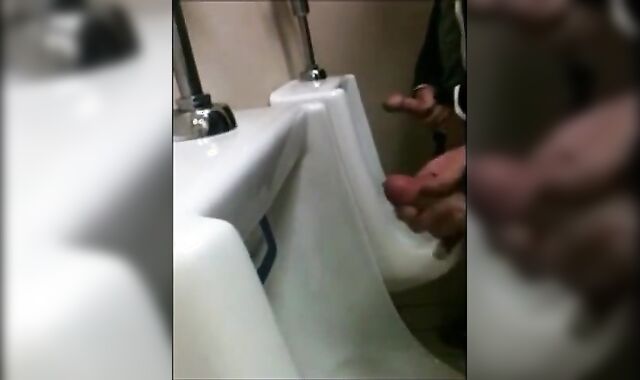Outdoor Wank Session for Two Slim Dicks at the Urinals