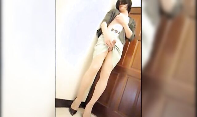 Japanese Crossdresser Masturbates Solo
