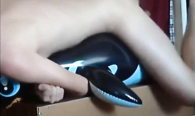 Twink Humping and Cumming on Penguin Inflatable Sex Toy