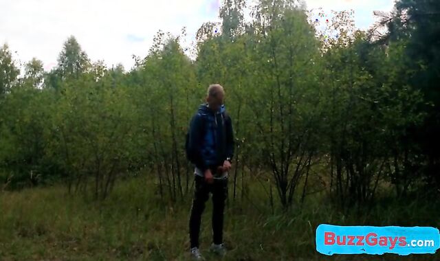 Outdoor Twink Peeing in the Woods
