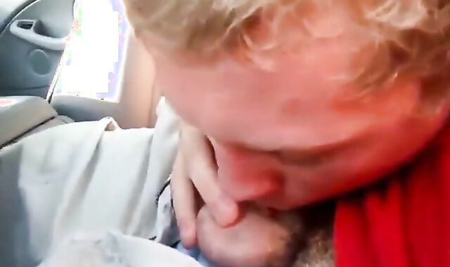 Sucking my buddy's cock in the car, he cums in my mouth - amateur video