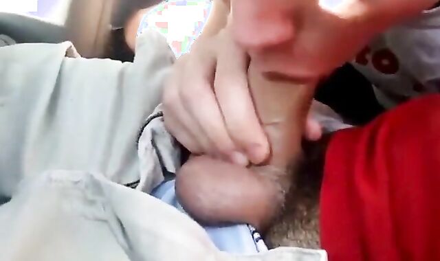 Sucking my buddy's cock in the car, he cums in my mouth - amateur video