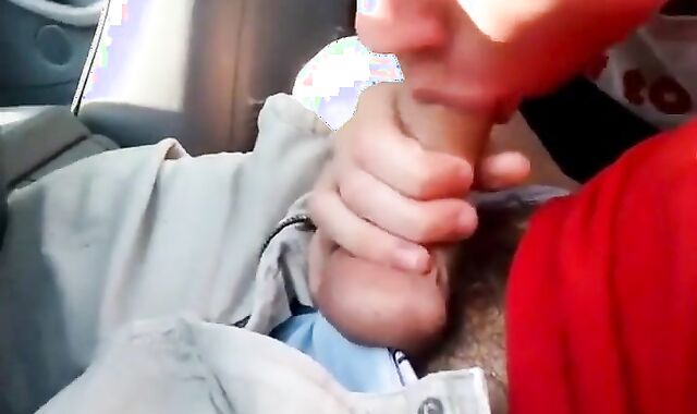 Sucking my buddy's cock in the car, he cums in my mouth - amateur video