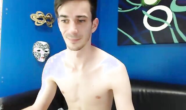 Skinny Twink Jerks Off on Webcam