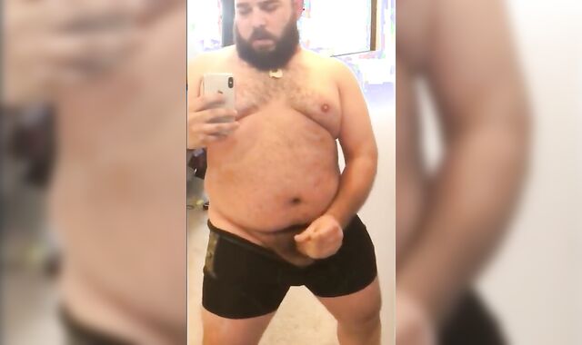 Fat Bear Stroking His Big Cock 6