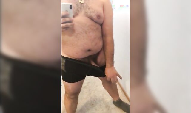 Fat Bear Stroking His Big Cock 6