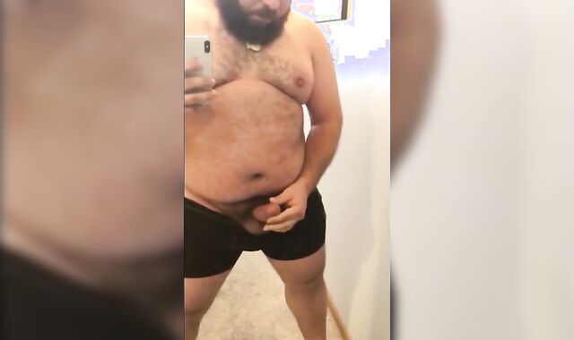 Fat Bear Stroking His Big Cock 6