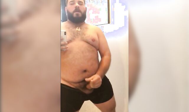 Fat Bear Stroking His Big Cock 6