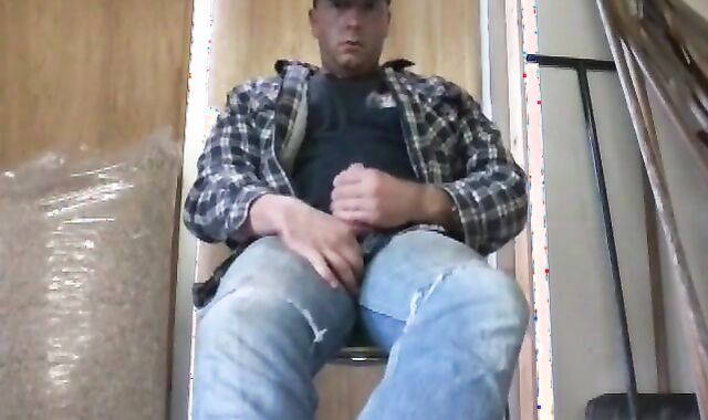Bearded Daddy Strokes at Work 2