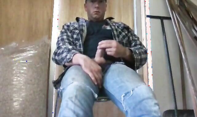 Bearded Daddy Strokes at Work 2