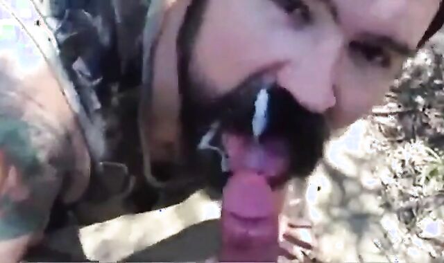 Bearded Daddy Gives Facial in the Woods 2