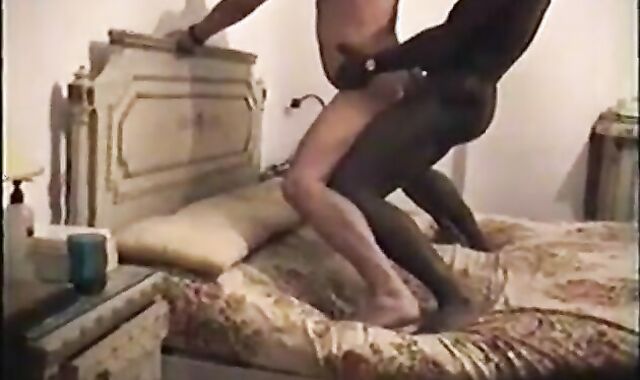 Black Stud Takes it Standing on the Bed