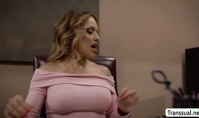 Riding the cock of my horny TS boss in her office