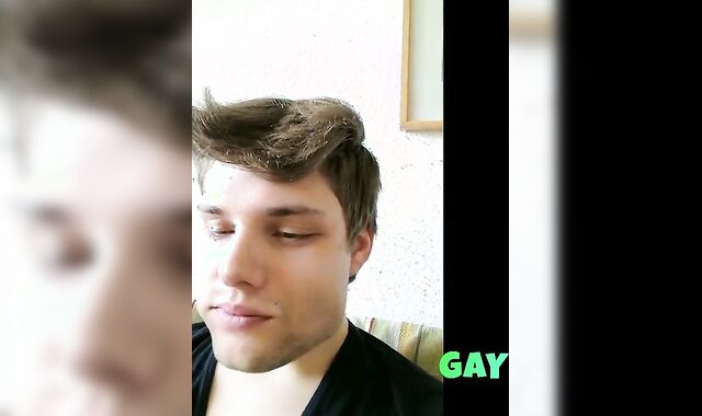 Cucumber anal play and masturbation with a twink.