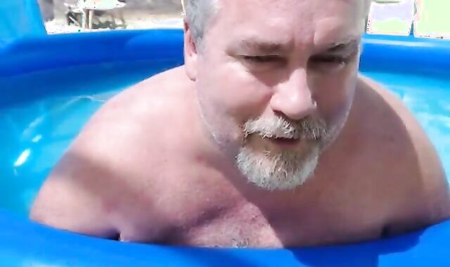 Bearded Daddy Plays Naked by the Pool 2