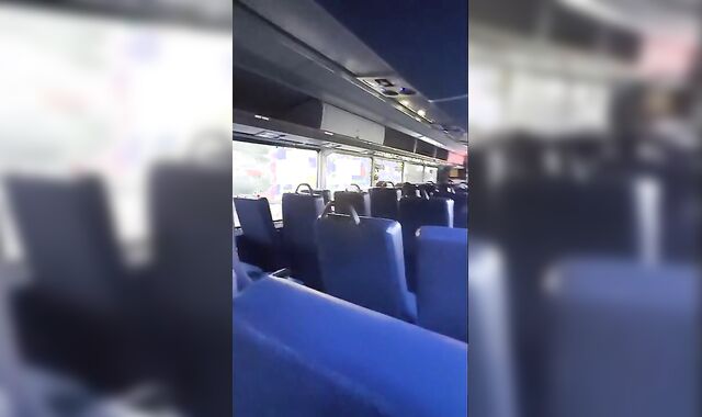 Public Bus Jerk: Close-up Cum Shot
