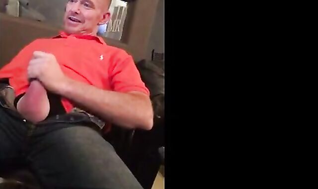 Big-Cock Daddy Strokes to Porn