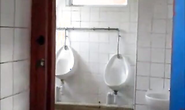 Gloryhole Masturbation: Amateur Hunk Fun in the Restroom