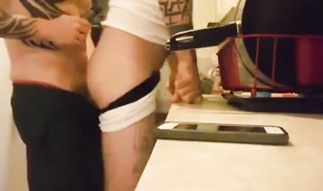 Muscular Daddy Barebacks His Boy in the Bathroom 2