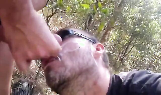 Big-Cock Blowjob in the Woods with a Buddy 2