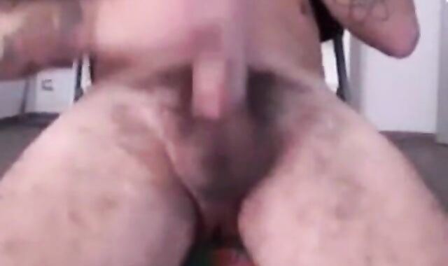 Hairy Guy Strokes His Big Cock Solo