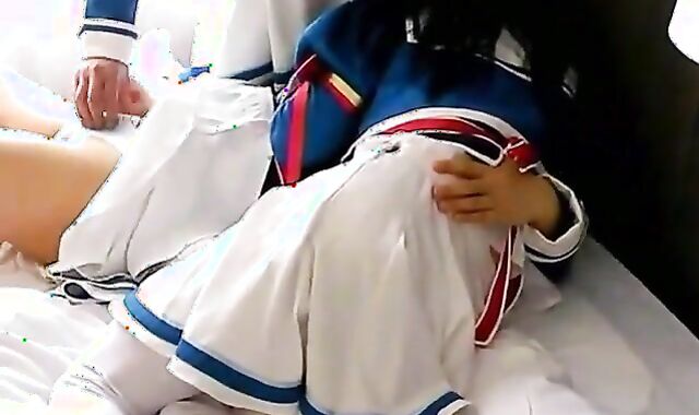 3 Asian Crossdressers Jerking Off Together