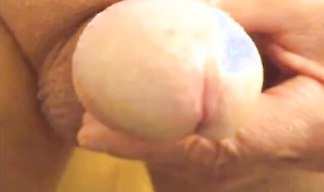 Smooth Grandpa Strokes His Uncut Cock