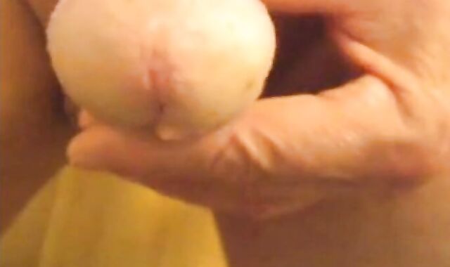 Smooth Grandpa Strokes His Uncut Cock