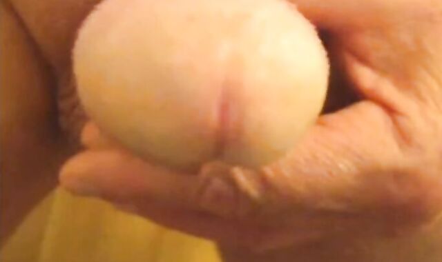 Smooth Grandpa Strokes His Uncut Cock