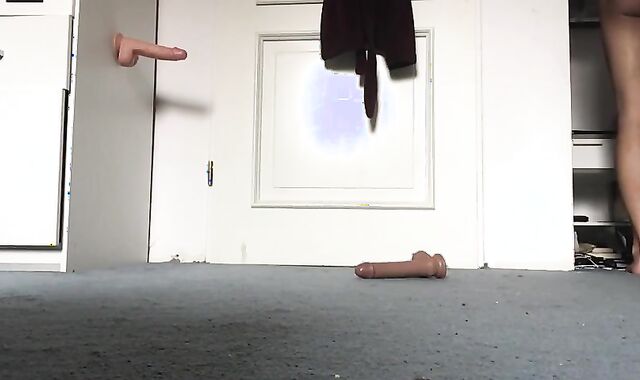 Gay Solo: DP with to Dildos like a Real Cumdump