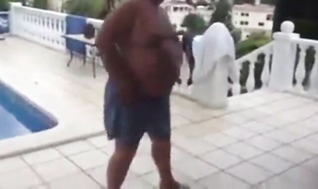Fat Latin Daddy Strips Outdoors with His Bear 3