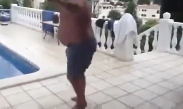 Fat Latin Daddy Strips Outdoors with His Bear 3